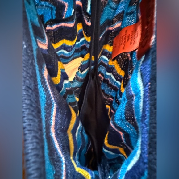 Missoni Dress Blue & Yellow Knit Sweater Women's Sz M Coogi Style Authentic - Picture 5 of 7